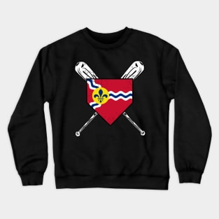 St Louis Flag Home Plate Baseball Crewneck Sweatshirt